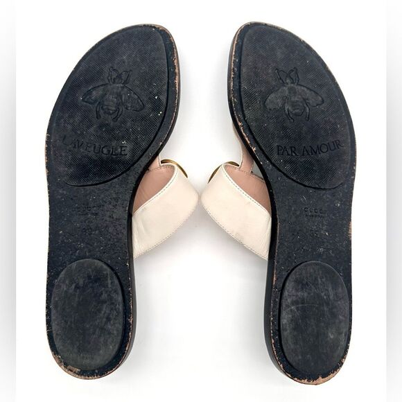 Gucci Marmont GG Thong Flat Sandals Flip Flops Mystic White Leather EU 39 US 9 - Picture 11 of 12